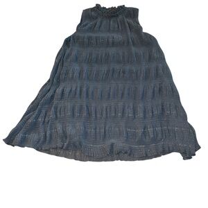Glam Blue Midi A-Line Skirt with Ruffled Tiers